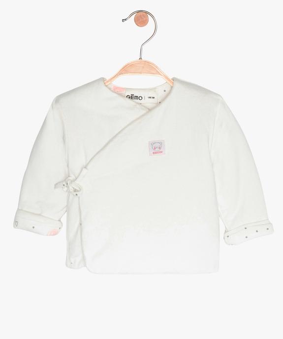 Gilet bébé fille cache-cœur en coton bio et fibres recyclées vue1 - GEMO 4G BEBE - GEMO