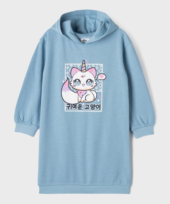 Robe sweat à capuche imprimé all over fille vue1 - GEMO 4G FILLE - GEMO
