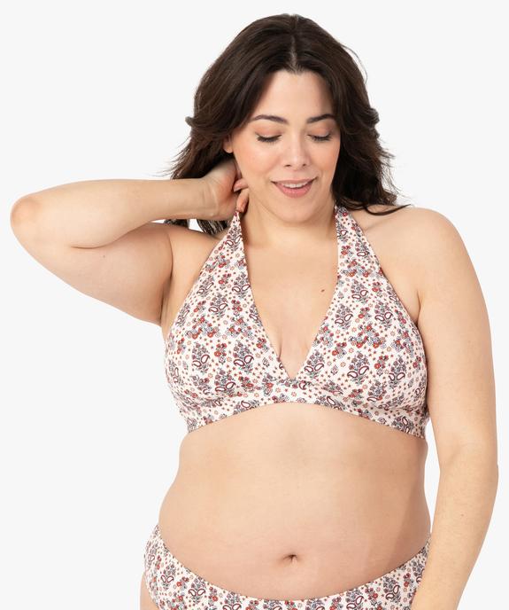 Haut de maillot de bain femme grande taille triangle foulard vue1 - GEMO (PLAGE) - GEMO