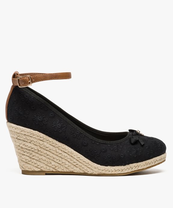Ballerines femme en broderie anglaise à talon compensé en corde vue3 - GEMO(URBAIN) - GEMO