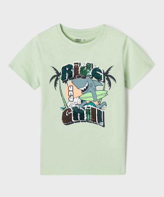 Tee-shirt manches courtes avec sequins réversibles garçon vue1 - GEMO 4G GARCON - GEMO