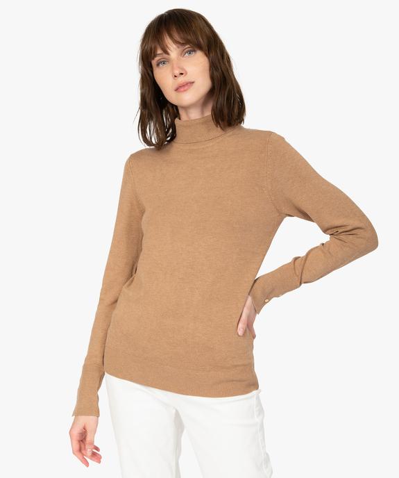 Pull femme à col roulé et boutons sur les poignets vue1 - GEMO(FEMME PAP) - GEMO