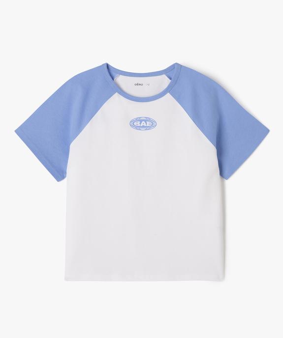 Tee-shirt manches courtes contrastantes coupe large fille vue1 - GEMO 4G FILLE - GEMO