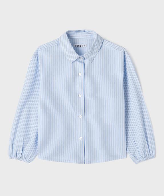 Chemise rayée avec manches resserrées aux poignets fille vue1 - GEMO (ENFANT) - GEMO