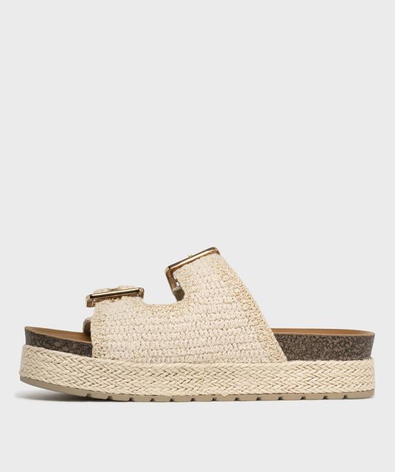 Mules double bride en textile avec semelle plateforme femme - 5 Miles vue3 - 5 MILES - GEMO