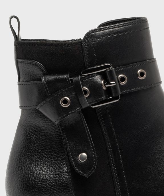Boots femme à zip et détails suédés avec bride fantaisie  vue13 - GEMO (CASUAL) - GEMO