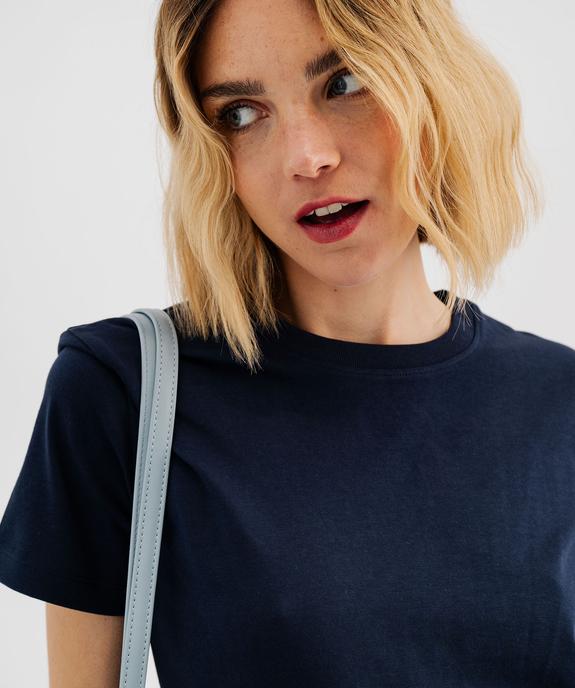 Tee-shirt manches courtes et col rond uni en coton résistant femme vue2 - GEMO(FEMME PAP) - GEMO