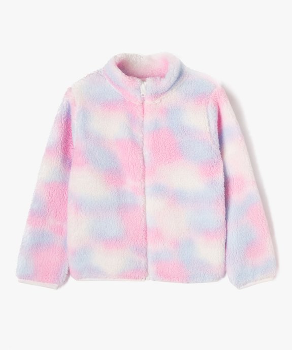 Sweat zippé à col montant en maille peluche fille vue2 - GEMO (ENFANT) - GEMO