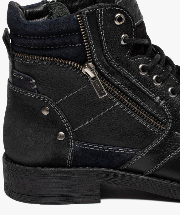 Boots homme dessus cuir uni détails métalliques - Taneo vue6 - TANEO - GEMO