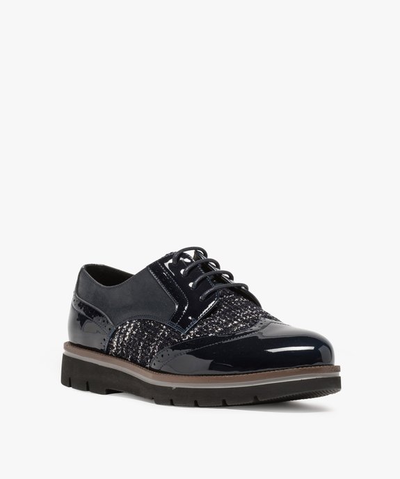Derbies femme vernis et pailletés vue2 - GEMO (CASUAL) - GEMO