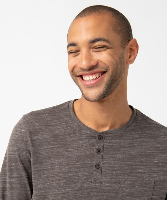 Tee-shirt à manches longues et col tunisien homme vue2 - GEMO 4G HOMME - GEMO