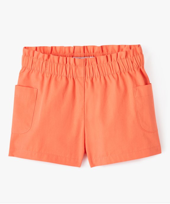 Short en toile à taille élastiquée et poches plaquées bébé fille vue1 - GEMO(BEBE DEBT) - GEMO