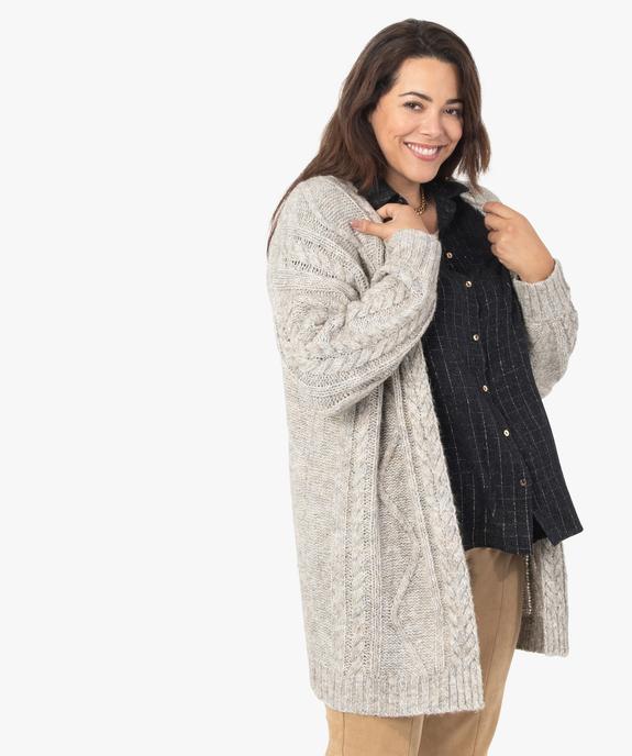 Gilet femme grande taille en grosse maille torsadée vue1 - GEMO (G TAILLE) - GEMO