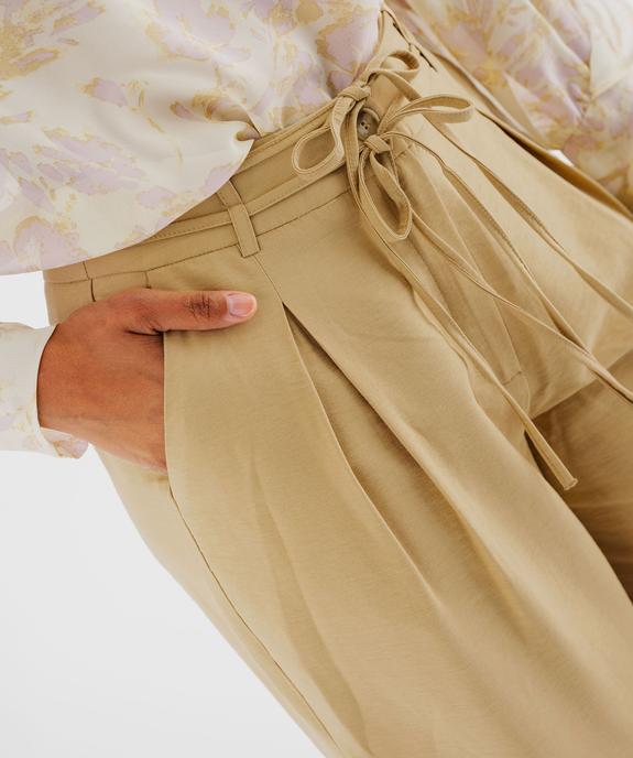 Pantalon large et fluide avec liens à nouer femme vue2 - GEMO(FEMME PAP) - GEMO