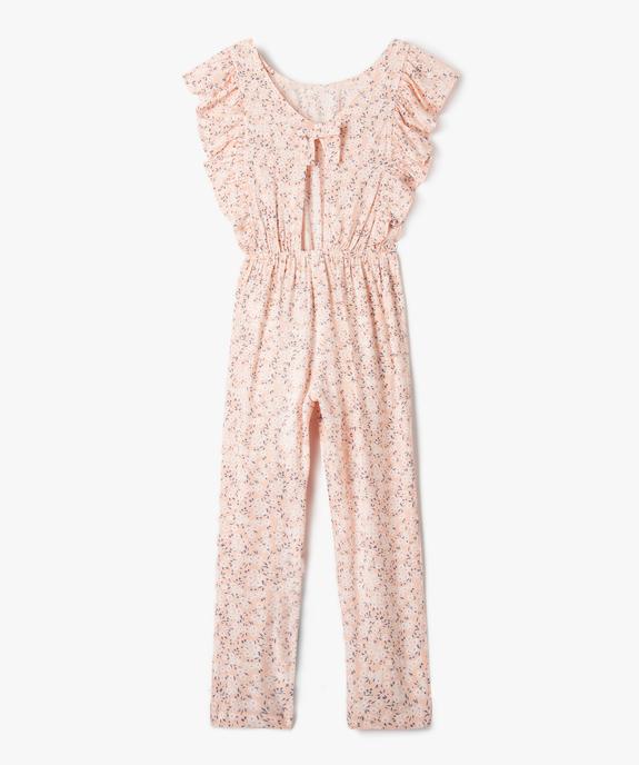 Combinaison pantalon fille à motifs fleuris avec ouverture dos vue4 - GEMO (ENFANT) - GEMO