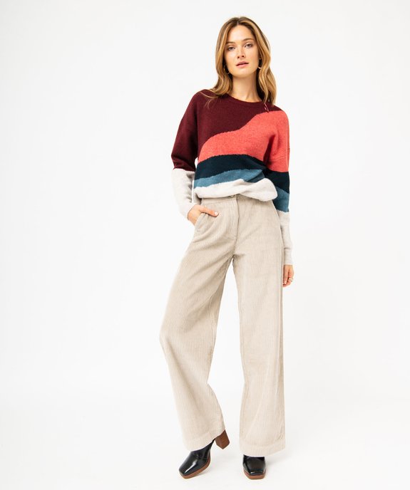 Pantalon large taille haute en velours côtelé femme vue5 - GEMO(FEMME PAP) - GEMO