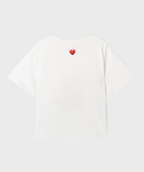 Tee-shirt manches courtes avec motif girly fille vue3 - GEMO 4G FILLE - GEMO