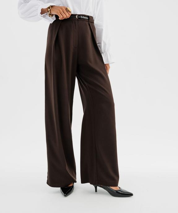 Pantalon de tailleur coupe large avec ceinture fine femme vue1 - GEMO(FEMME PAP) - GEMO