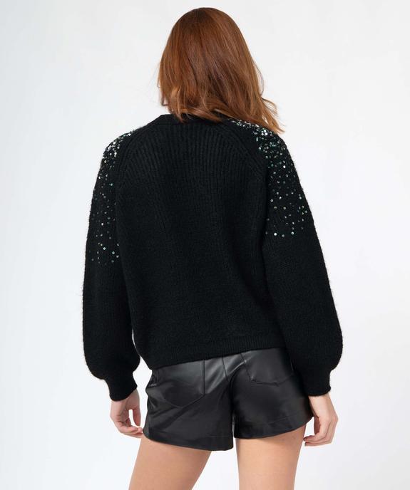 Pull femme coupe courte avec sequins brodés sur les épaules vue3 - GEMO(FEMME PAP) - GEMO