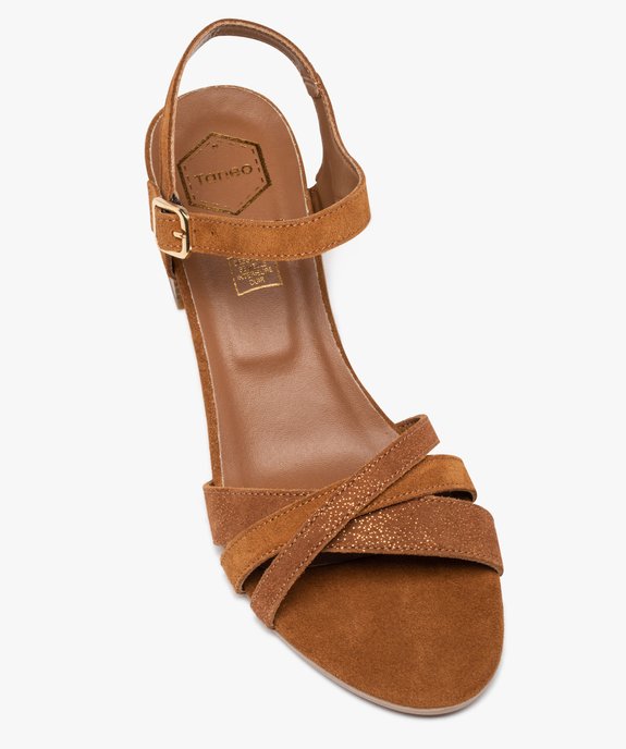Sandales femme à talon dessus cuir retourné - Tanéo vue5 - TANEO - GEMO