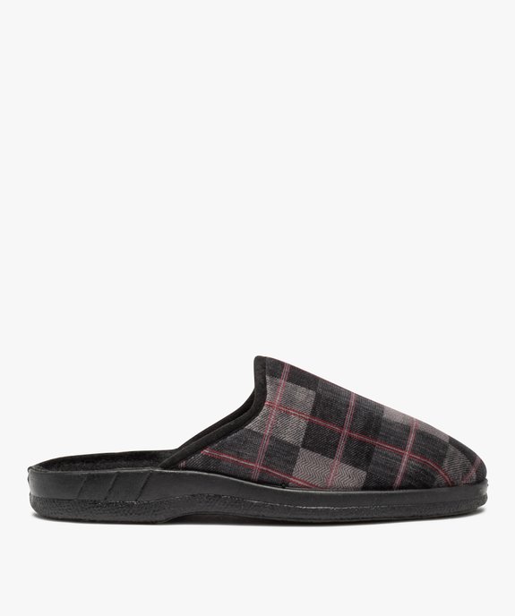 Chaussons homme mules en velours à carreaux vue1 - GEMO 4G HOMME - GEMO