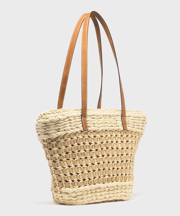 Sac en paille bicolore porté épaule femme vue2 - GEMO (ACCESS) - GEMO