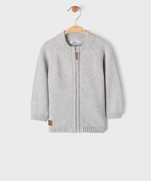 Gilet zippé à col rond en coton bébé vue1 - GEMO(BEBE DEBT) - GEMO