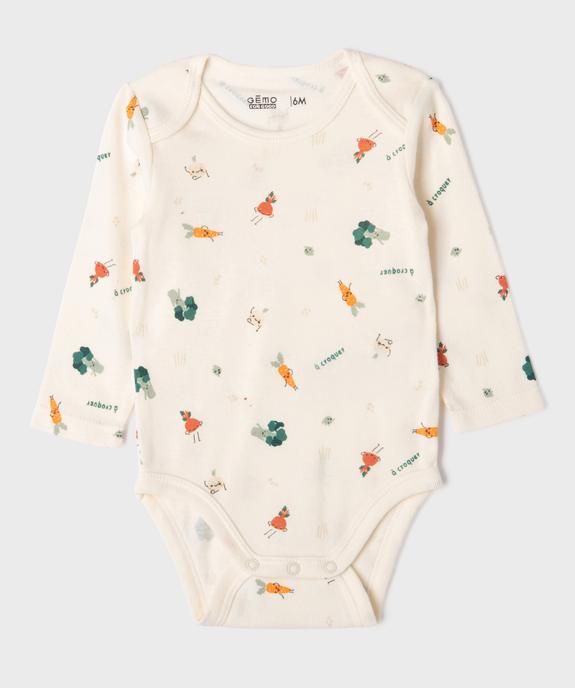 Bodies à manches longues motifs légumes bébé garçon vue3 - GEMO 4G BEBE - GEMO