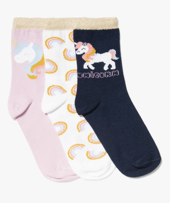 Chaussettes fille tige haute motif fantaisie à paillettes (lot de 3) vue1 - GEMO (ENFANT) - GEMO