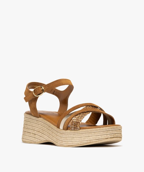 Sandales à brides avec semelle plateforme aspect corde femme - Tanéo vue2 - TANEO - GEMO