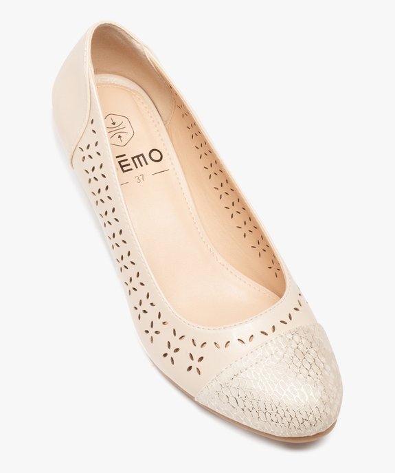 Escarpins femme à talon dessus ajouré et métallisé vue5 - GEMO(URBAIN) - GEMO