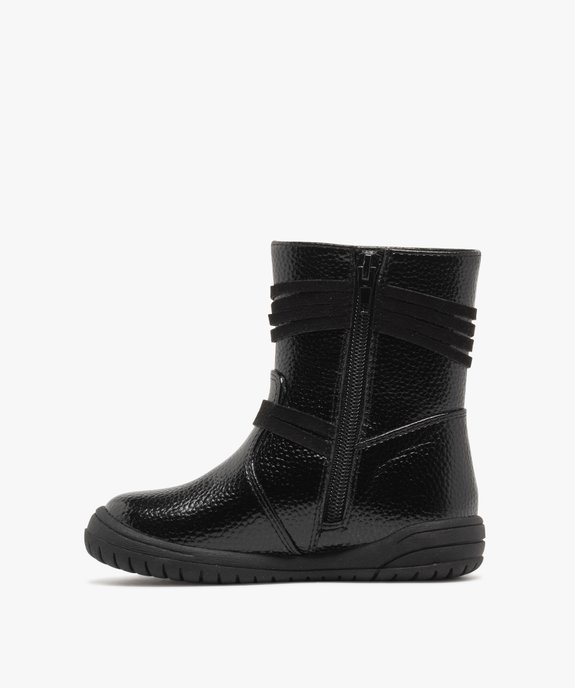 Boots fille fourrées et vernies à zip avec étoiles à paillettes vue4 - LOVELY WINGS - GEMO
