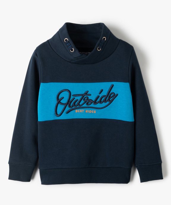 Sweat garçon avec inscription brodée en relief et col châle vue2 - GEMO (ENFANT) - GEMO
