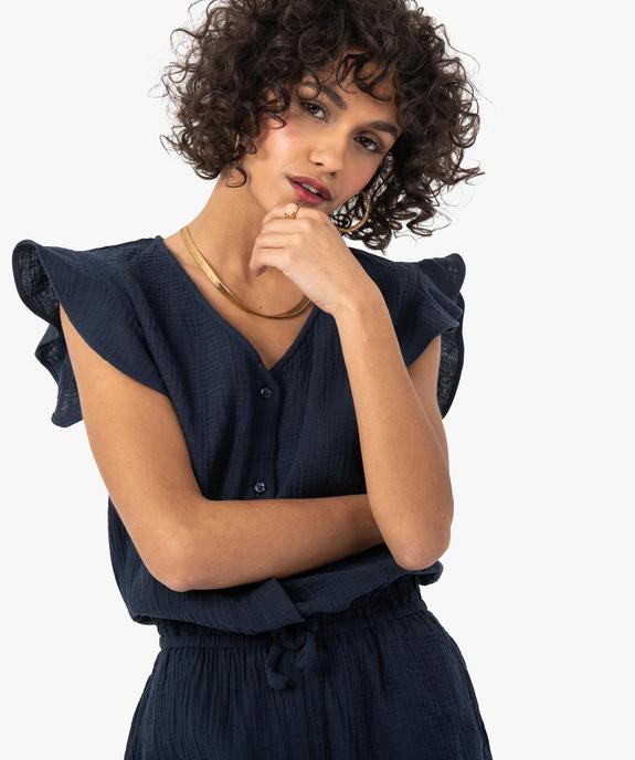 Combishort femme en gaze de coton avec emmanchures volants vue2 - GEMO(FEMME PAP) - GEMO