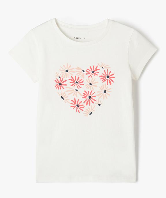 Tee-shirt manches courtes à motif fleuri fille vue1 - GEMO 4G FILLE - GEMO