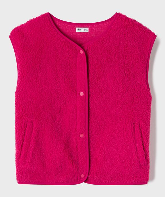 Veste sans manches en sherpa à boutons pression fille vue1 - GEMO 4G FILLE - GEMO