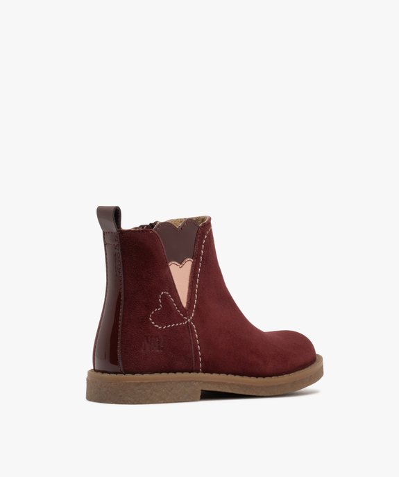 Bottines fille en cuir suédé avec détail coeurs - NA! vue4 - NA! - GEMO