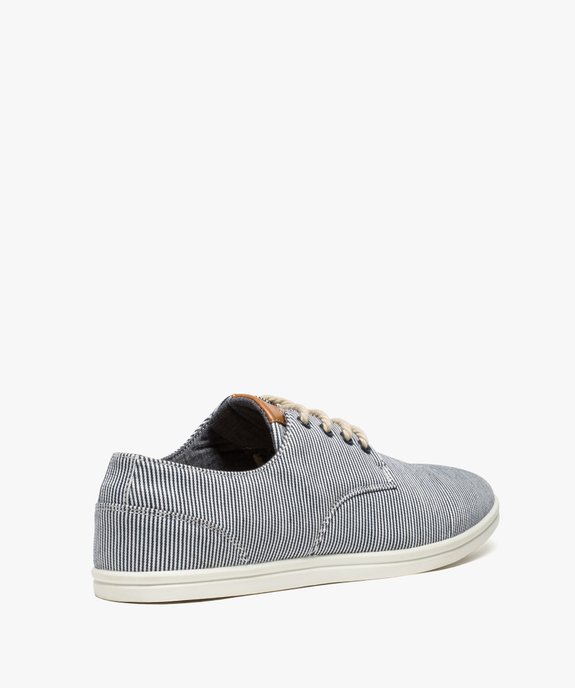 Baskets homme tige basse en toile avec lacets en corde Dessus rayé vue4 - GEMO (CASUAL) - GEMO