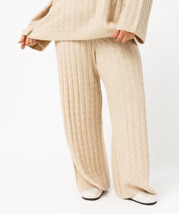 Pantalon large en maille torsadée femme grande taille vue1 - GEMO (G TAILLE) - GEMO