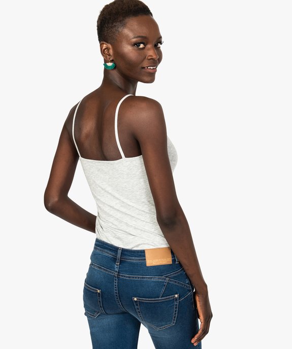 Top en coton stretch  pour femme avec fines bretelles vue3 - GEMO (MAILLE) - GEMO