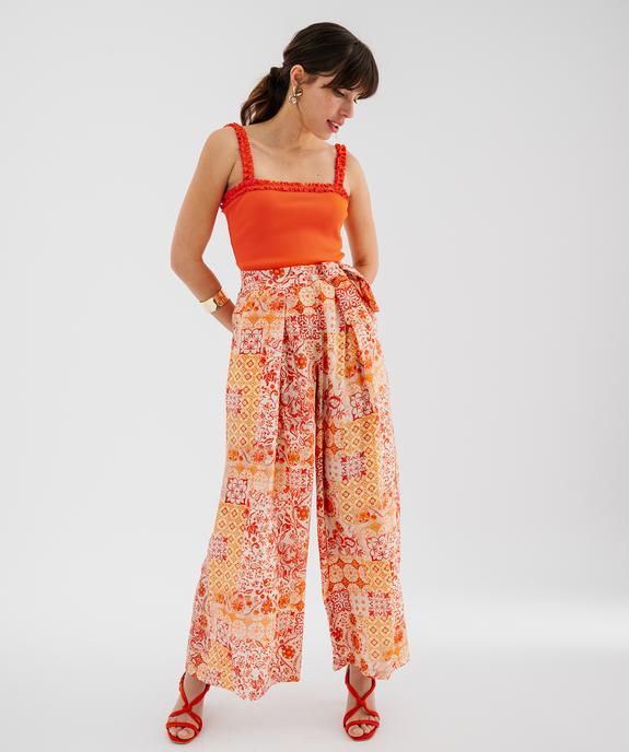 Pantalon ample en viscose texturée et fluide femme vue4 - GEMO 4G FEMME - GEMO