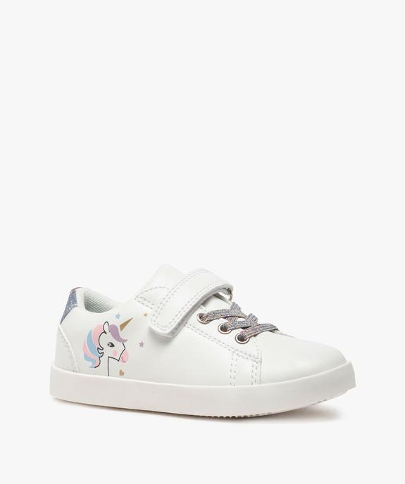 Baskets fille unies avec licorne imprimée sur le côté vue2 - GEMO (ENFANT) - GEMO