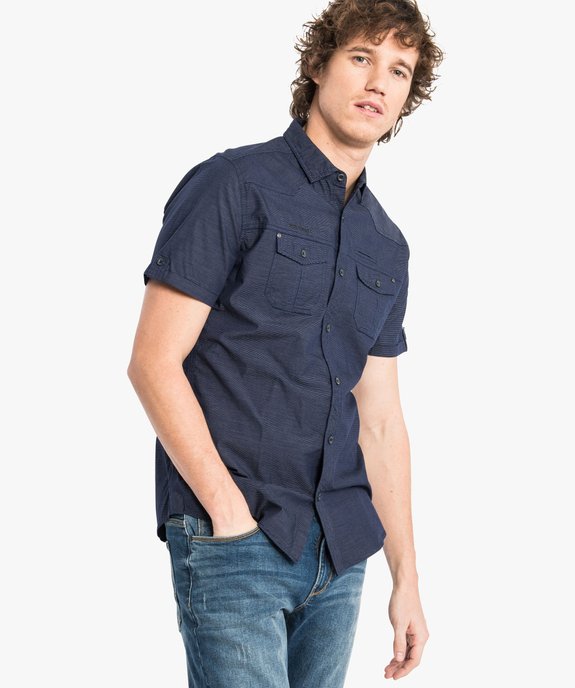 Chemise rayée à manches courtes vue1 - GEMO (HOMME) - GEMO
