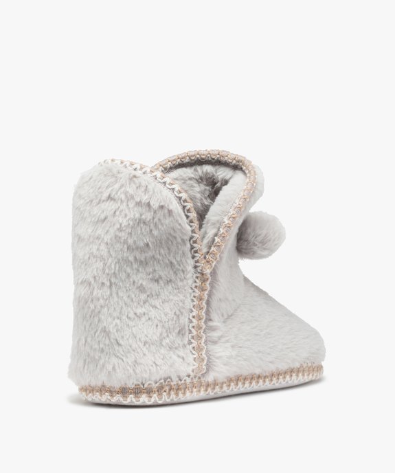 Chaussons femme boots en fourrure imitation et passementerie vue4 - GEMO(HOMWR FEM) - GEMO