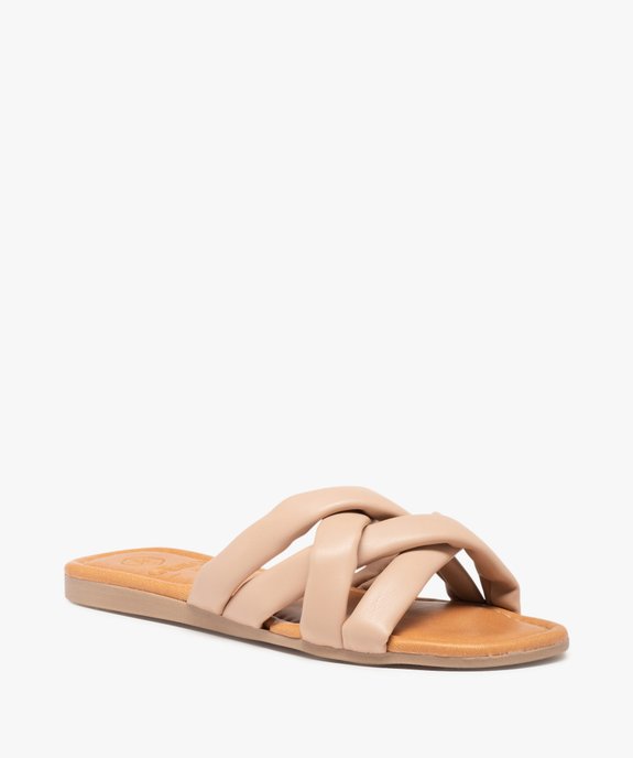 Mules femme à talon plat et brides unies rembourrées vue2 - GEMO (CASUAL) - GEMO