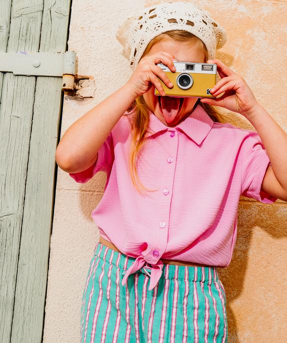 Chemise courte blousante en crêpe froissé fille vue1 - GEMO 4G FILLE - GEMO