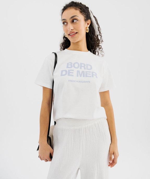 Tee-shirt manches courtes à message femme vue4 - GEMO 4G FEMME - GEMO