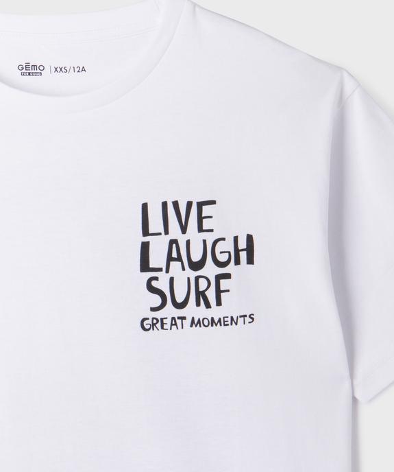 Tee-shirt manches courtes coupe oversize motif surf garçon vue2 - GEMO 4G GARCON - GEMO