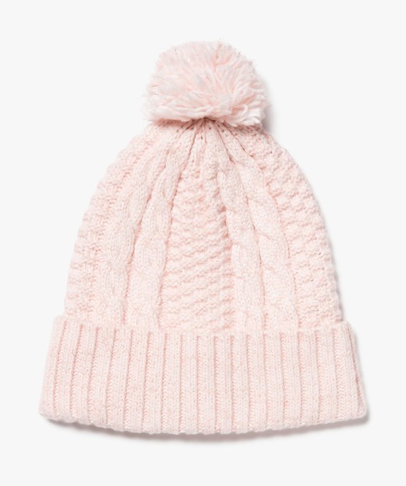 Bonnet torsadé à pompon fille vue1 - GEMO 4G FILLE - GEMO