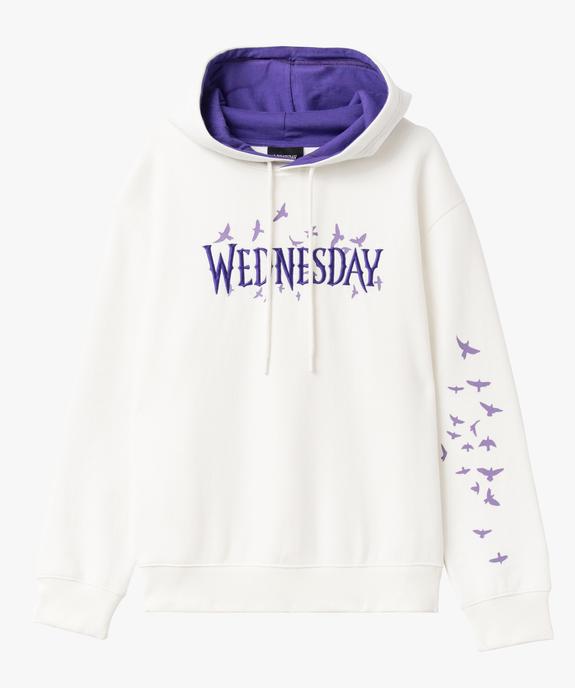 Sweat à capuche molletonné avec motifs et broderie femme - Wednesday vue4 - WEDNESDAY - GEMO